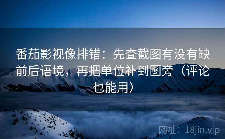番茄影视像排错：先查截图有没有缺前后语境，再把单位补到图旁（评论也能用）